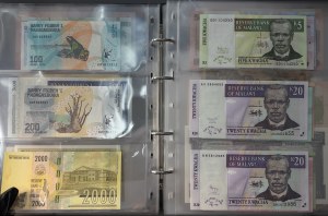 Banknotes of the world - Argentina, Barbados, Brazil, Bolivia, Honduras, Haiti, Ga,mbia, Guyana, Canada, Peru, Nicaragua, Suriname, Sudan, Rwanda, Mexico, Venezuela, Tanzania, Uganda, Zaire, Zambia, Zimbabwe, set of 305 pieces