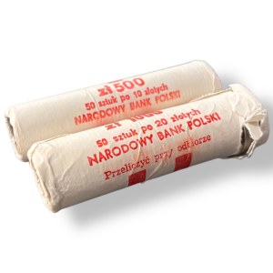 Bank roll, 10 gold 1990 and 20 gold 1990, set of 2 pieces