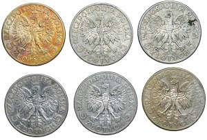 II RP, 5 gold (1932-1934), Polonia, set of 6 coins