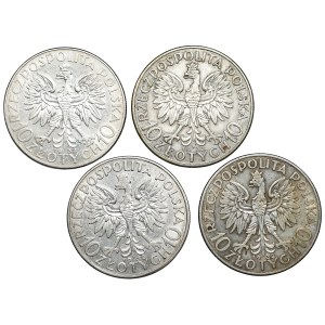 II RP, 10 złotych 1932, Polonia, zestaw 4 sztuk monet