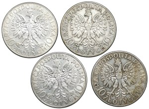II RP, 10 zloty 1932, Polonia, set of 4 coins