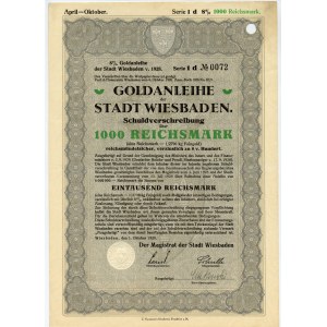 8% pozyczka, 1.000 Reichsmark 1928, Wiesbaden, numeracja 0072