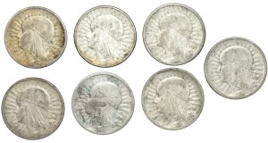II RP, 2 gold (1932-1933), Polonia, set of 7 pieces