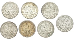 II RP, 2 gold (1932-1933), Polonia, set of 7 pieces