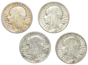 II RP, 5 gold (1933-1934), Polonia, set of 4 pieces