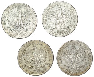 II RP, 5 gold (1933-1934), Polonia, set of 4 pieces