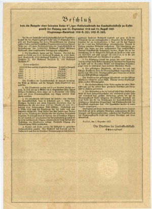 Pledge letter, National Credit Union in Kassel 1928