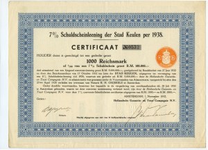 7% bond of the city of Cologne maturing in 1938