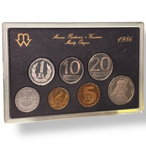 PRL, 50 pennies and 1,2,5,10,20 zlotys 1986