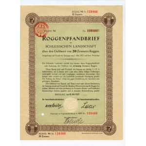 Rye bond of the Silesian Landscape Credit Institution for the value of 20 cetnas of rye