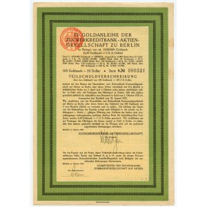 Złotowa obligacja banku kredytowego dla przemysłu cukrowniczego w Berlinie 1926