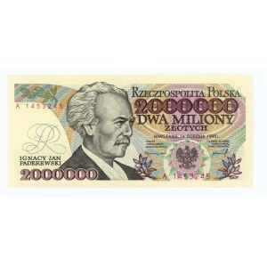 PRL, 2.000.000 złotych 1992 - seria A z błędem KONSTYTUCYJ...Y