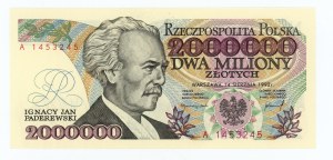 People's Republic of Poland, 2,000,000 zloty 1992 - Series A with an error CONSTITUTION...Y