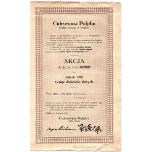 Cukrownia Pelplin S.A., 1200 złotych 1930, PIERWSZY raz na aukcji