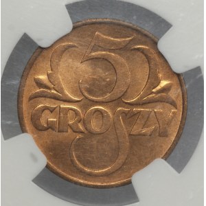 II RP, 5 groszy 1938, NGC MS 63 RD