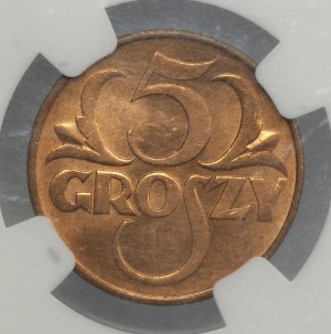 II RP, 5 pennies 1938, NGC MS 63 RD