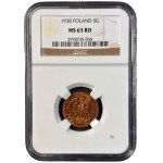 II RP, 5 groszy 1938, NGC MS 63 RD