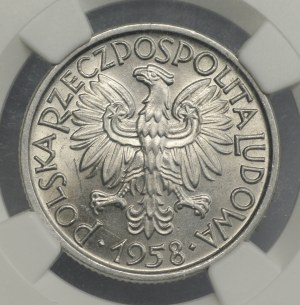 People's Republic of Poland, 2 gold 1958, Berry, NGC MS 62