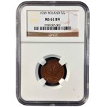 II RP, 5 groszy 1939, NGC MS 62 BN