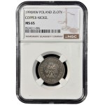 III RP, 1 złoty 1990, NGC MS 65