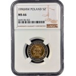 III RP, 5 złotych 1996, NGC MS 66