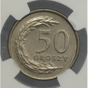 III RP, 50 groszy 1990, NGC MS 65