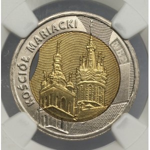 III RP, 5 złotych 2020, Kościół Mariacki, NGC MINT ERROR MS 64