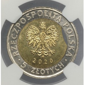 III RP, 5 złotych 2020, Kościół Mariacki, NGC MINT ERROR MS 64