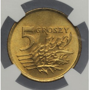 III RP, 5 groszy 1991, NGC MS 65