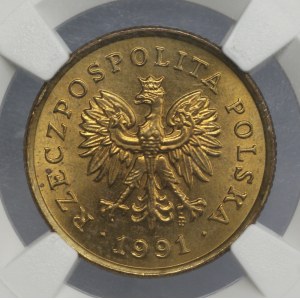 III RP, 5 groszy 1991, NGC MS 65