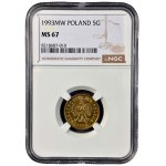III RP, 5 groszy 1993, NGC MS 67