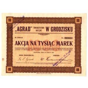 AGRAD Towarzystwo Akcyjne w Grodzisku, 1000 Marek 1922
