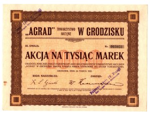 AGRAD Towarzystwo Akcyjne w Grodzisku, 1000 Marek 1922