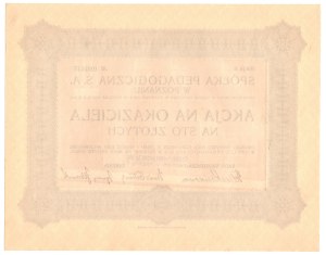 Akcja Spółki Pedagogicznej S.A. w Poznaniu, 100 złotych 1923
