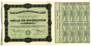 Bank of Commerce and Industry in Lodz, 100 zlotys 1924, coupons