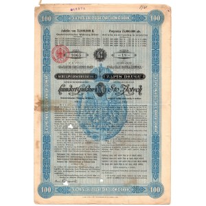 Obligacja Kolei Karola Ludwika, 100 Gulden, Galicja, XIX w.