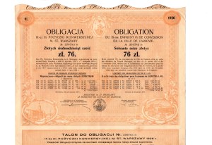 Bond of M. St. Warsaw, 76 zloty, IX 6% conversion loan 1926