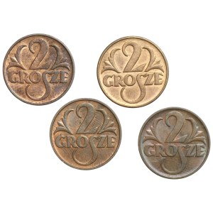 II Republic, 2 pennies 1937-1939, set of 4 pieces
