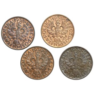 II Republic, 2 pennies 1937-1939, set of 4 pieces