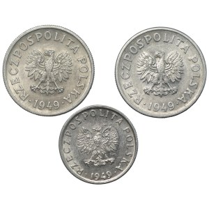 PRL, 5.50 pennies 1949, set of 3 pieces