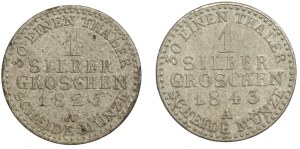 Germany, Friedrich Wilhelm III and IV, penny 1825 and 1843 (A) Berlin, set of 2 coins