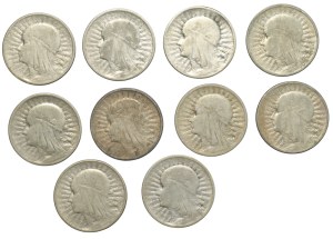 PRL, 2 zloty 1932-1934, Polonia, set of 10 pieces