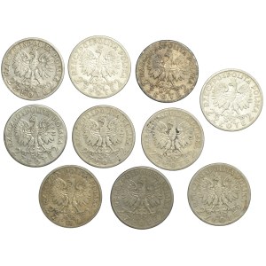PRL, 2 złote (1932-1934), Polonia, zestaw 10 sztuk