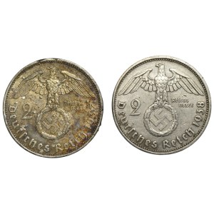 Germany, 2 marks (1937-1938), set of 2 pieces