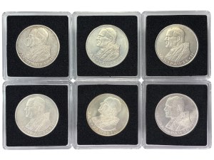 People's Republic of Poland, 1,000 gold 1982, John Paul II, Ag 750, set of 6 pieces