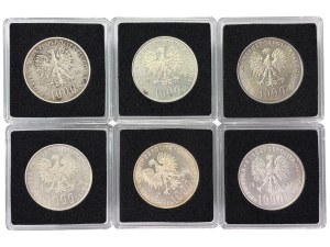 People's Republic of Poland, 1,000 gold 1982, John Paul II, Ag 750, set of 6 pieces