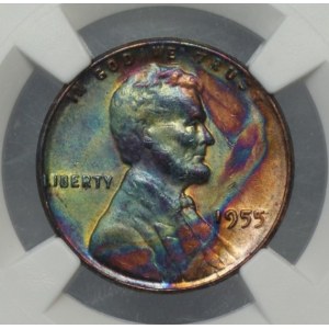 USA, 1 cent 1955, NGC UNC DETAILS, ALTERED COLOR