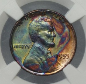 USA, 1 cent 1955, NGC UNC DETAILS, ALTERED COLOR
