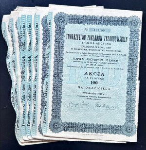 Zyrardow Works Society, share for 100 zlotys 1930, set of 11 shares