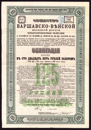 Bond of the Warsaw-Vienna Railway for 125 rubles dated 1890